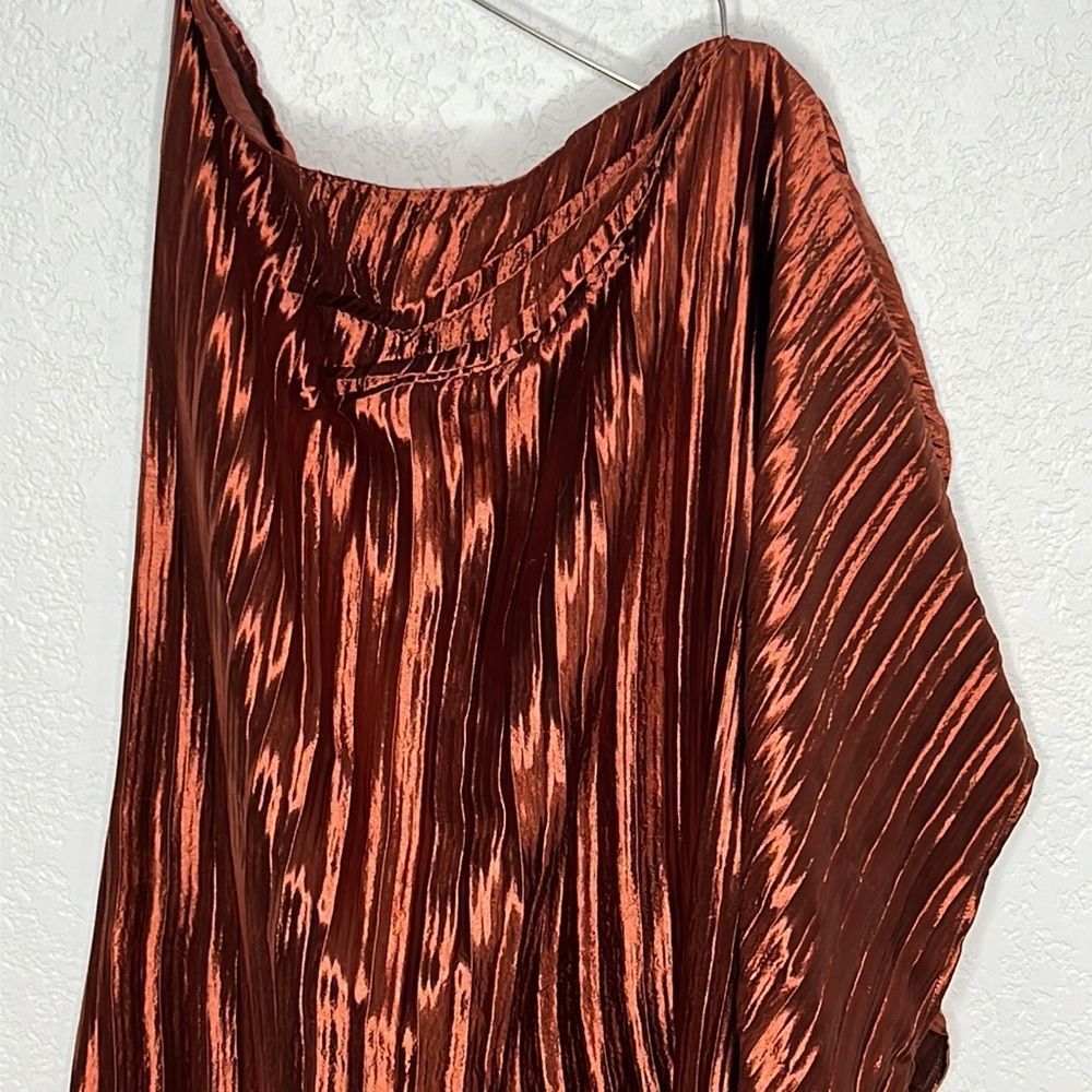 NWT ❤️GUAPA ❤️GORGEOUS❤️ANTHROPOLOGY ❤️One-Shoulder Midi Dress 14P Copper - Picture 8 of 14